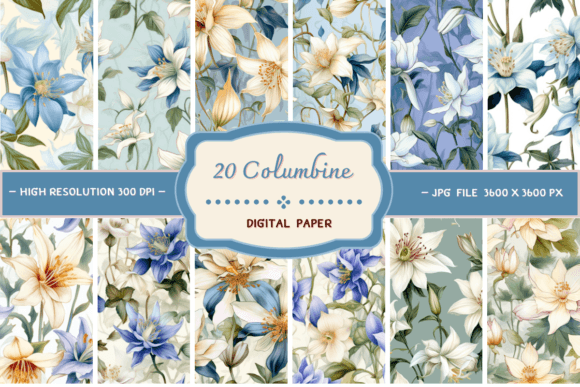 Download Columbine Flowers Digital Backgrounds - Digital background Collection