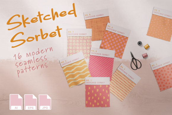 Download Sketched Sorbet Seamless Vector Patterns - Vector patterns Collection