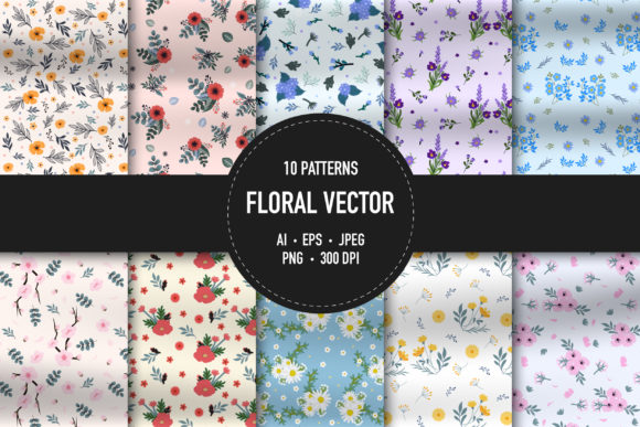 Download 10 Floral Vector Patterns - Vector patterns Collection
