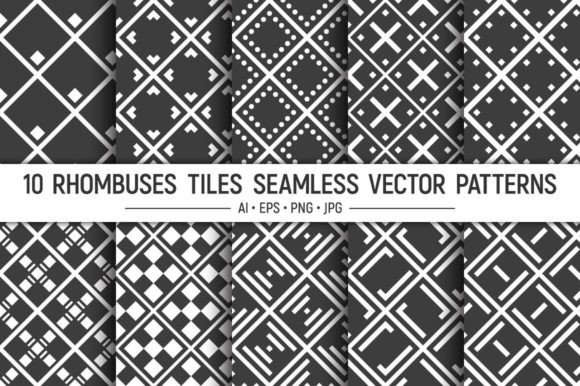 Download 10 Seamless Rhombuses Vector Patterns - Vector patterns Collection