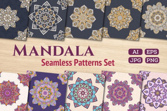 Download Floral Mandala Seamless Vector Patterns - Vector patterns Collection