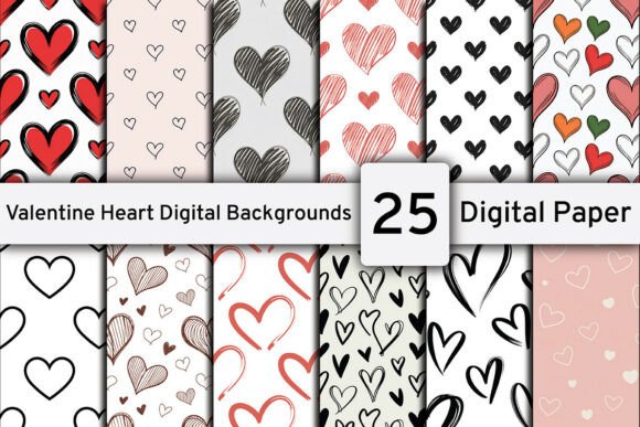 Download Valentine's Heart Digital Backgrounds - Digital background Collection