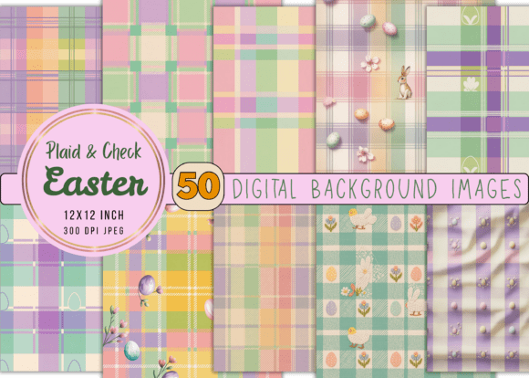 Download Plaid &amp; Check Easter Digital Backgrounds - Digital background Collection
