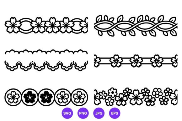 Download Floral Border Line Art Vector Patterns - Vector patterns Collection
